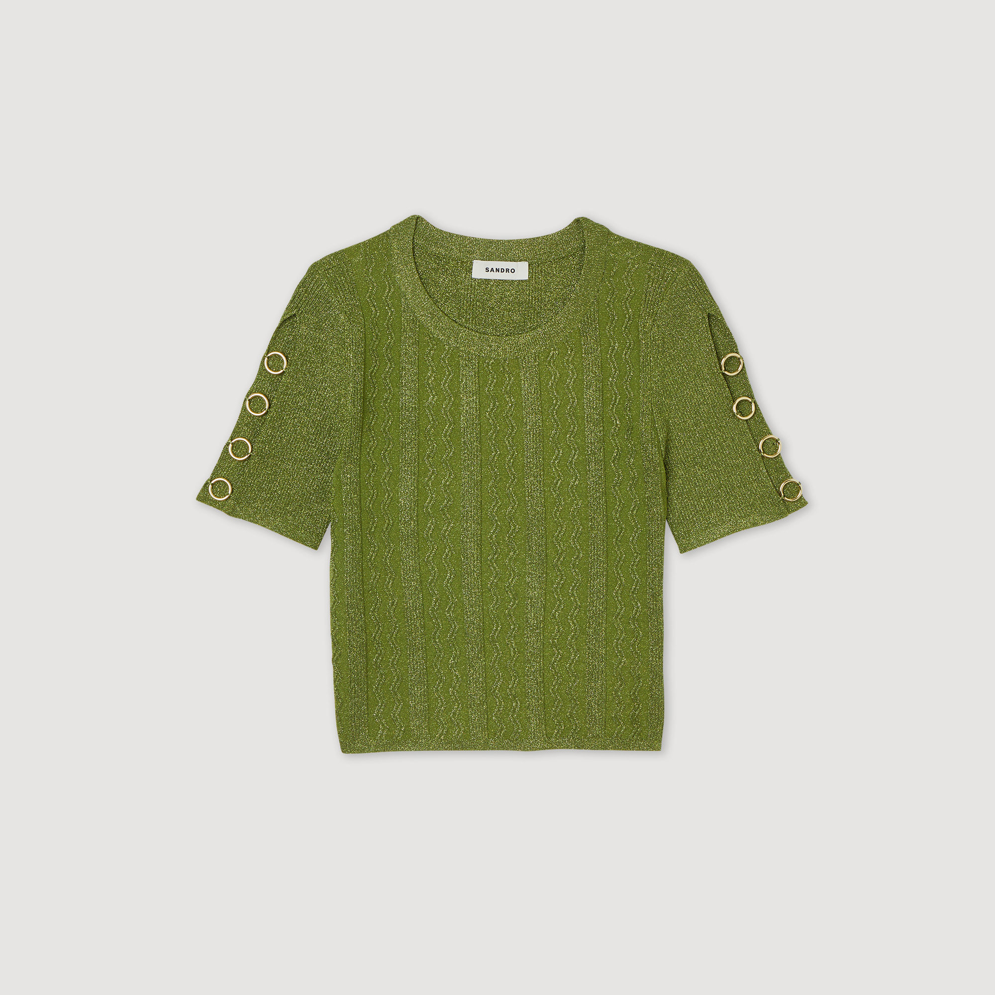 Pull court en maille metallisee