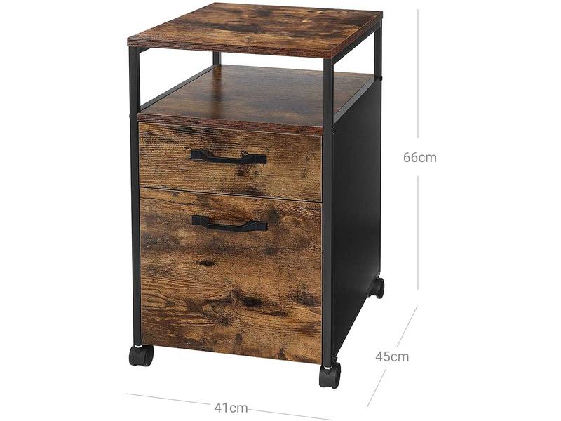 VASAGLE Multifunktionswagen mit 2 Schubladen 41 x 66 cm Büroschrank auf Rollen