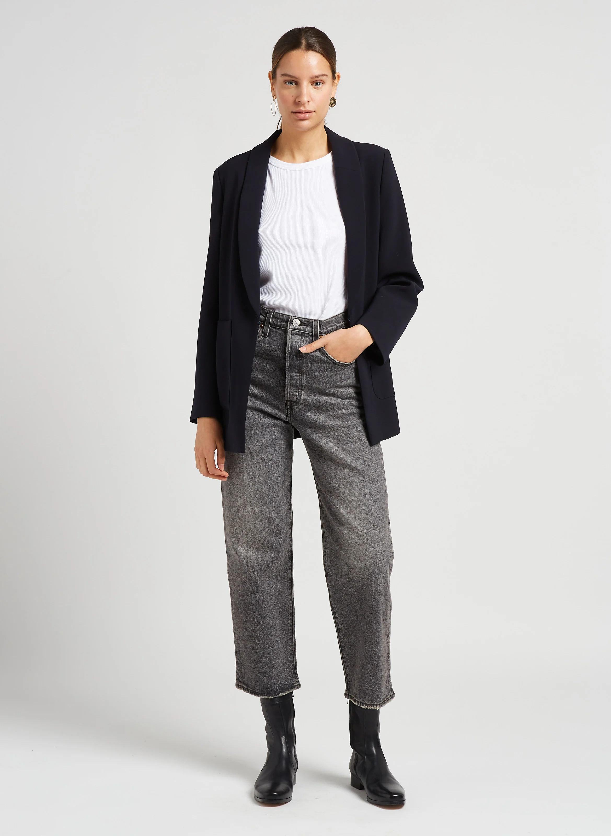 ECAILLE - Bottines plates en cuir lisse | Noir