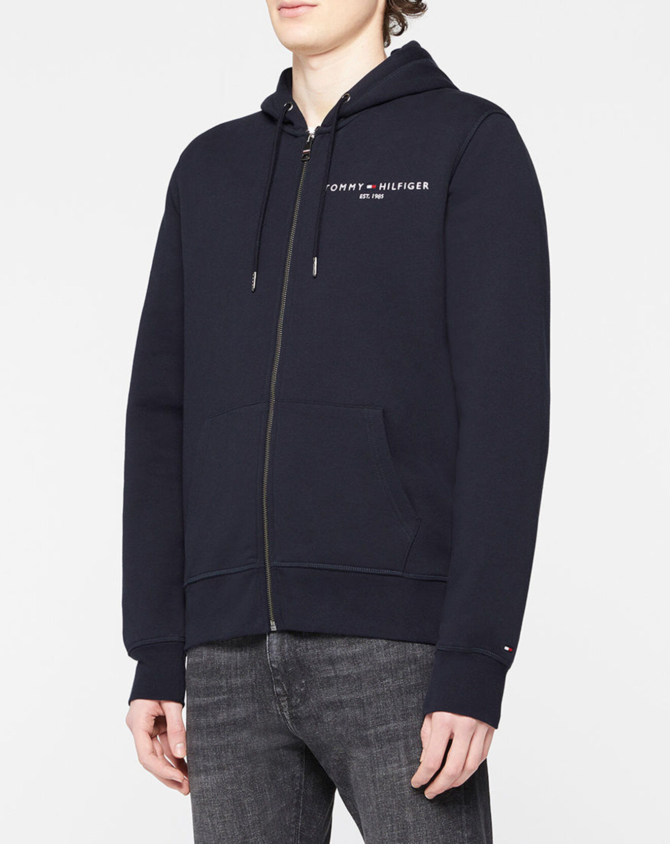 Tommy Hilfiger Sweat à capuche zippé Tommy Logo bleu marine