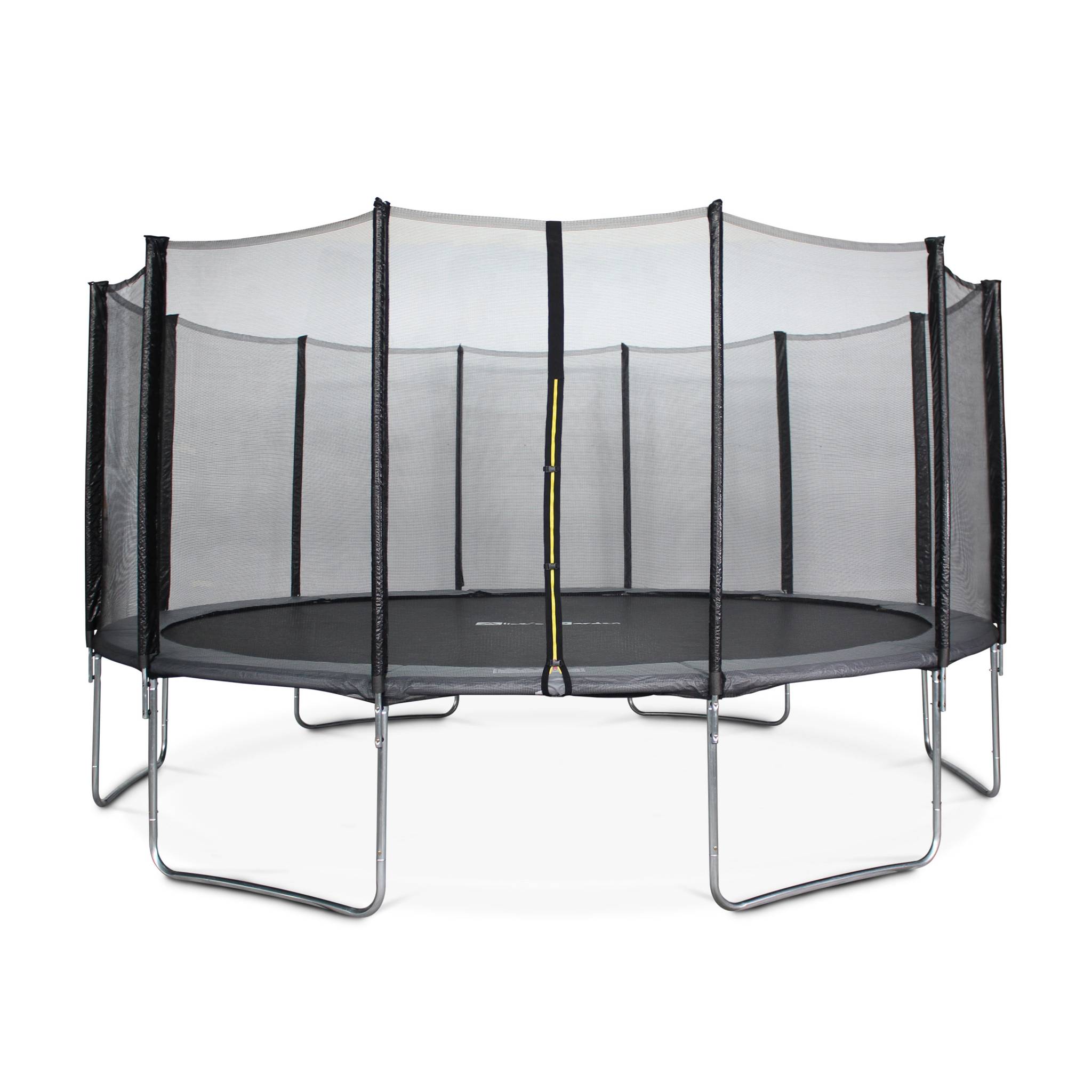 Trampoline 490cm gris avec pack d'accessoires + tente de camping