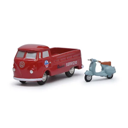 Schuco 450563600 - Pic.VW T1 Prit. VESPA SERV. rot
