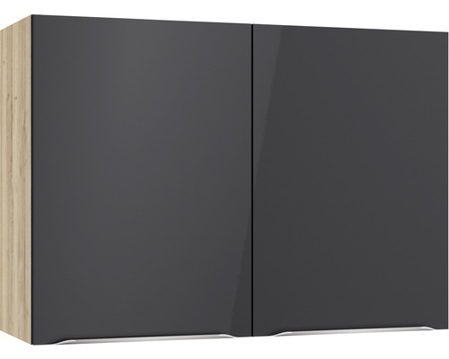 Optifit Linus984 wandkast BxDxH 100 x 34,9 x 70,4 cm, frontkleur antraciet glanzend, corpuskleur wild eiken
