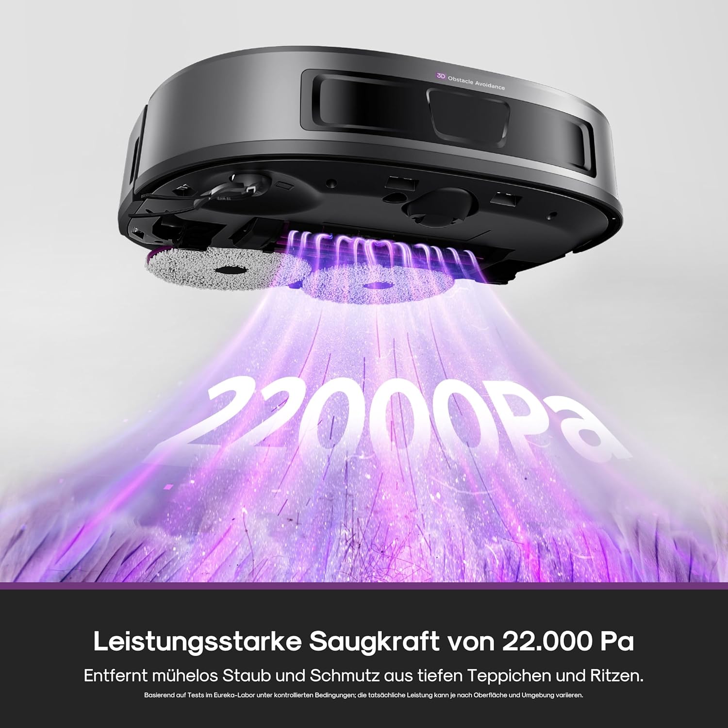 Eureka J15 Evo Ultra Saugroboter mit Wischfunktion Absaugstation, 22000 Pa Saugkraft, Automatische Wischarm-Erweiterung, Anti-Wickel-Hauptbürste & Seitenbürste, Saug Wischroboter mit Selbstreinigung