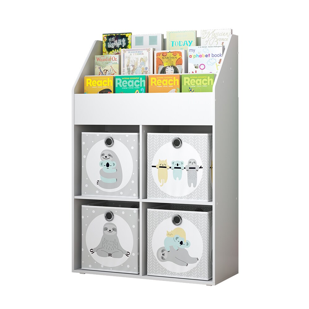 Vicco Kinder Bücherregal Conny groß 72 x 111 cm, Weiß, Kinderregal mit Ablagen