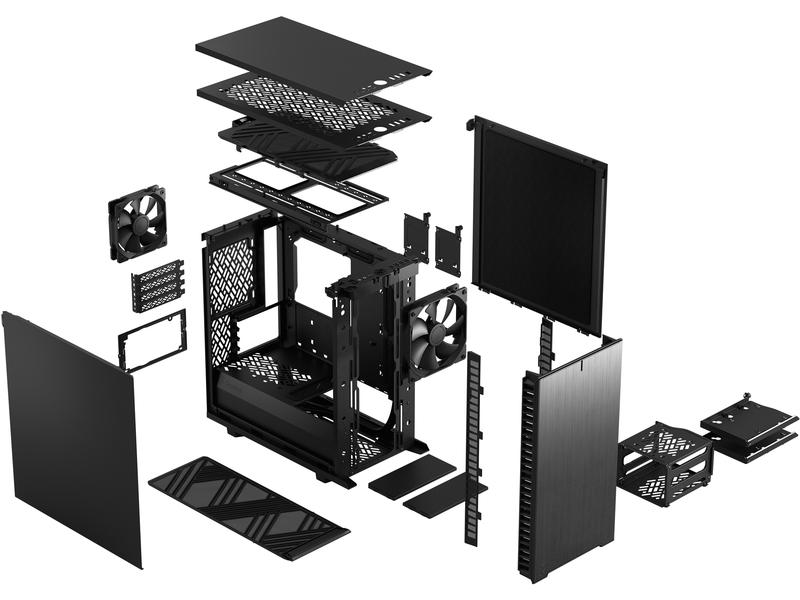 Fractal Design PC-Gehäuse Define 7 Mini Solid Schwarz Elegantes Mini-Tower-Gehäuse