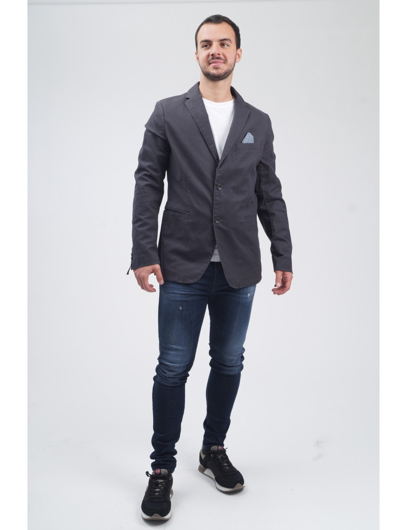 SISLEY VESTE BLAZER TISSÉE NID D'ABEILLE ANTHRACITE