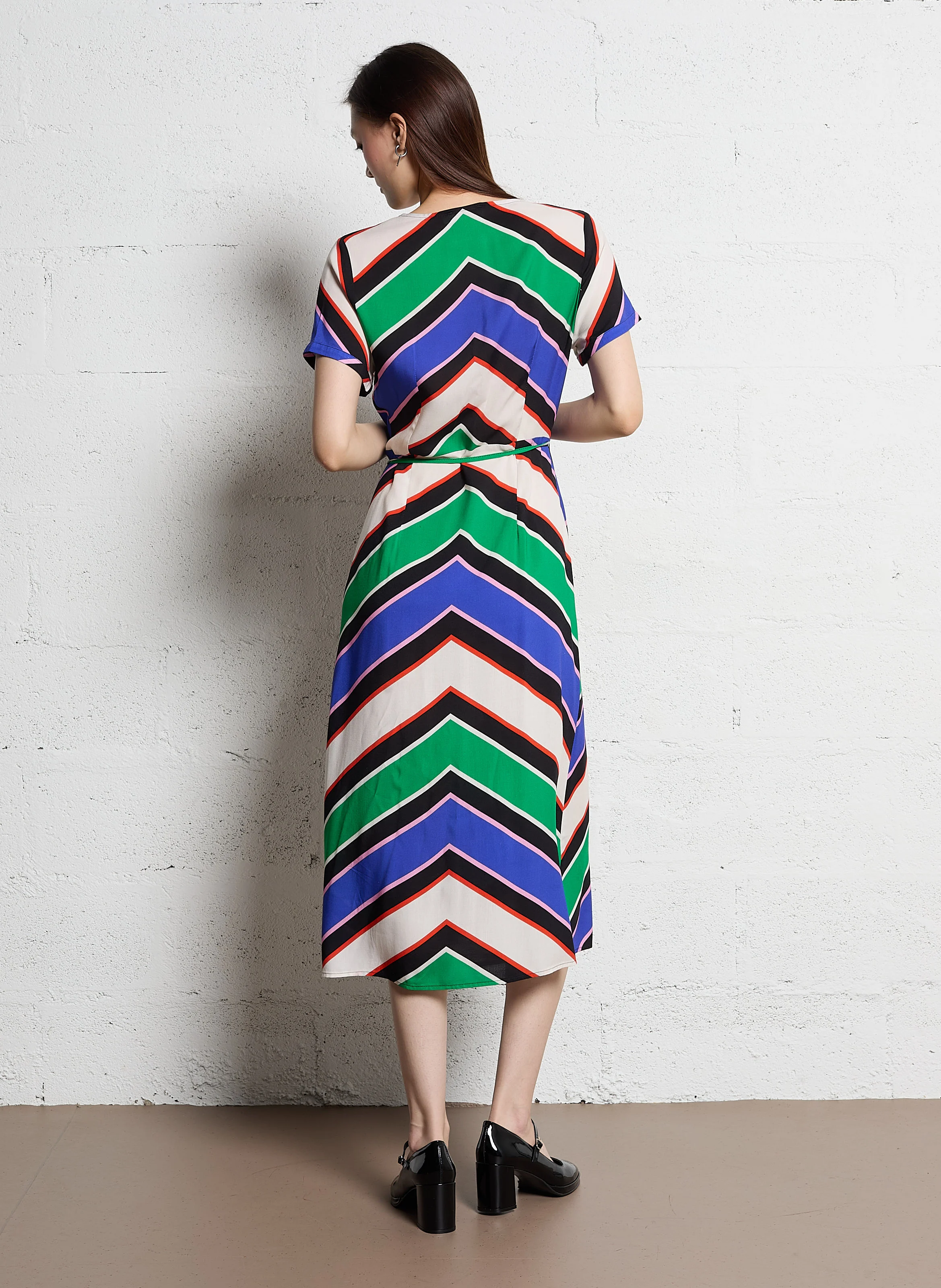 RITA - Robe midi à encolure V | Multicolore