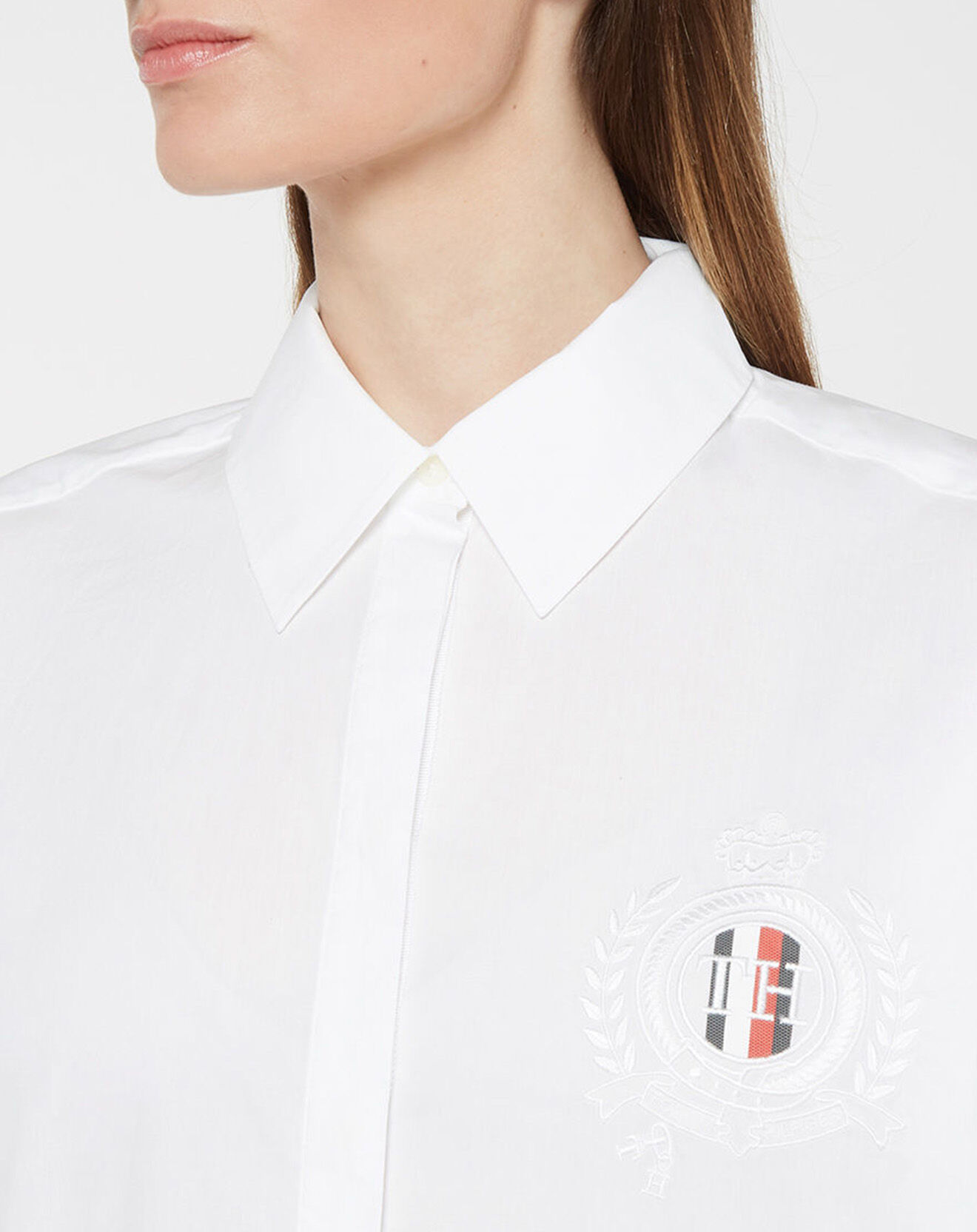 Tommy Hilfiger Chemise Regular 100% Coton Bio Abo Stripe Boyfriend blanche