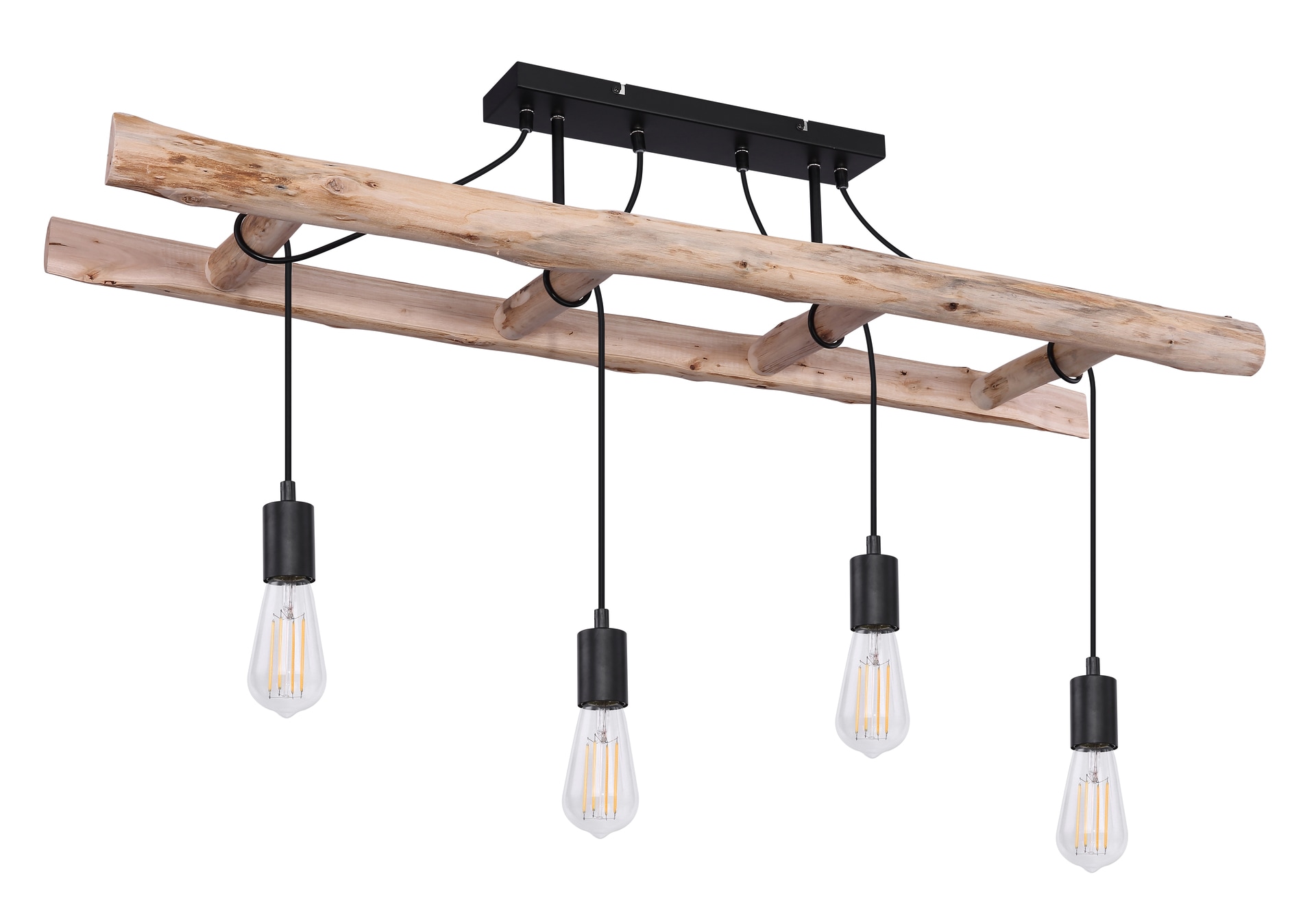 GLOBO Retrofit Deckenlampe IRMGARD 115 cm schwarz /Holz