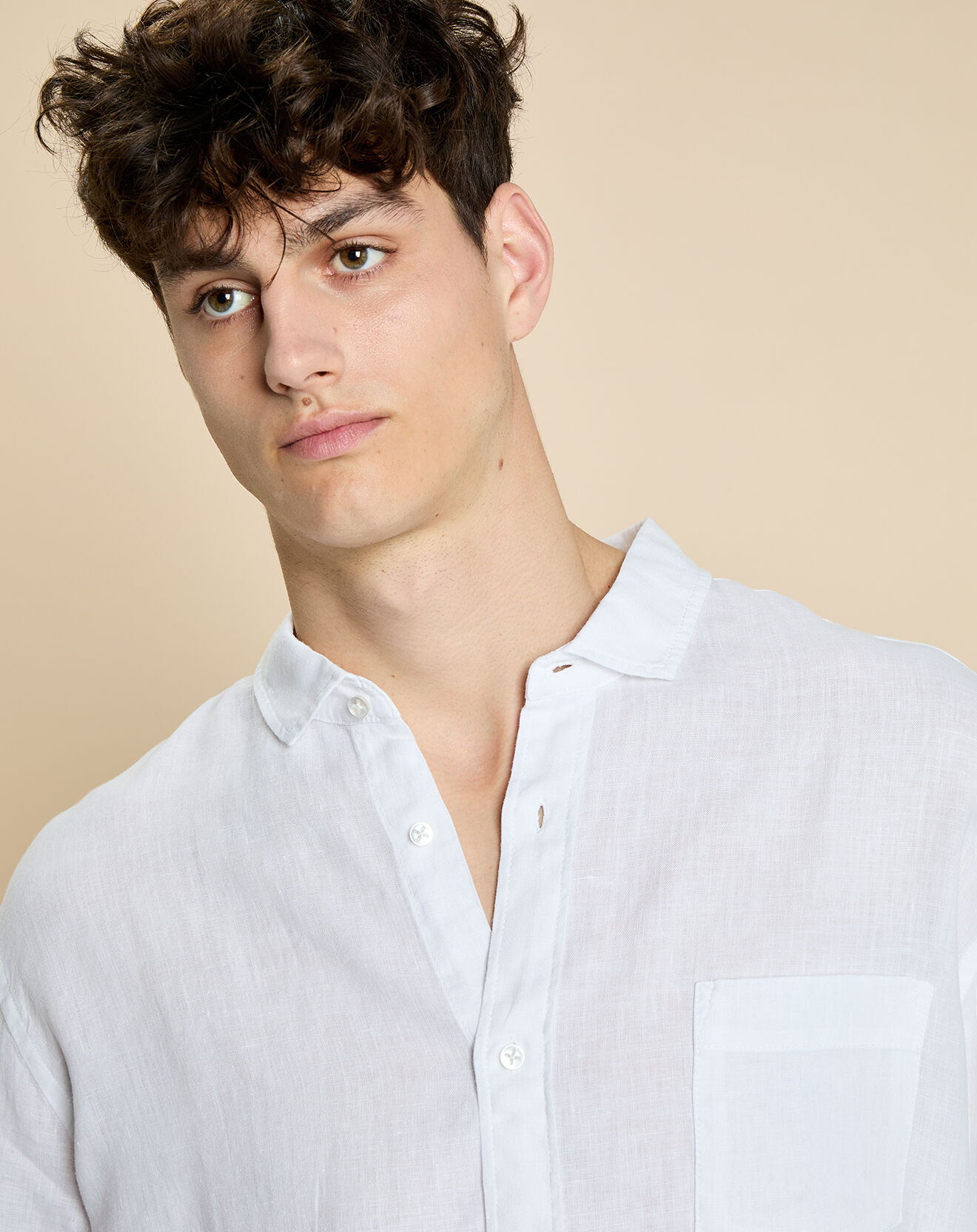 Harris Wilson Chemise regular 100% Lin Daniel blanche