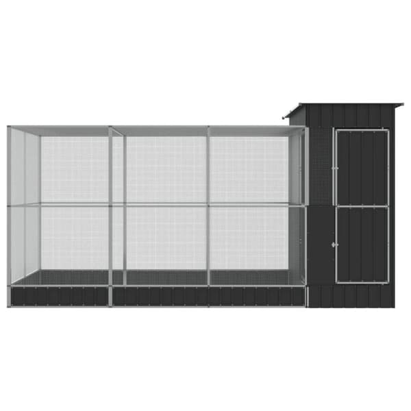 vidaXL Voliere med forlengelse sølv 416x203x216 cm stål