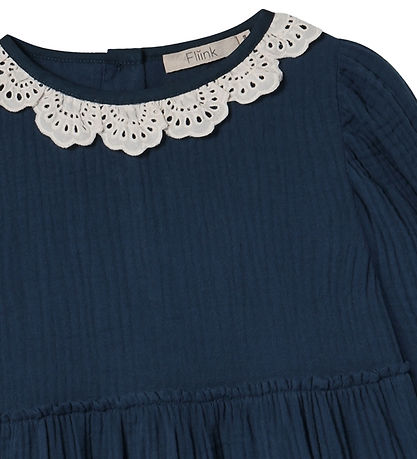 Fliink Kleid - Musselin - Elmo Heart - Insignia Blue/Sandshell