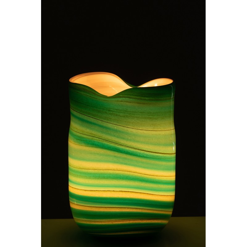 Vase style vague en verre azur 20x18x31 cm