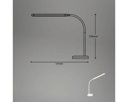 LED-kantoorlamp, 4-staps touch dimbaar, 6,5W, 600 lm, 3000 KH, 37 cm, Pivaz, wit, geheugenfunctie