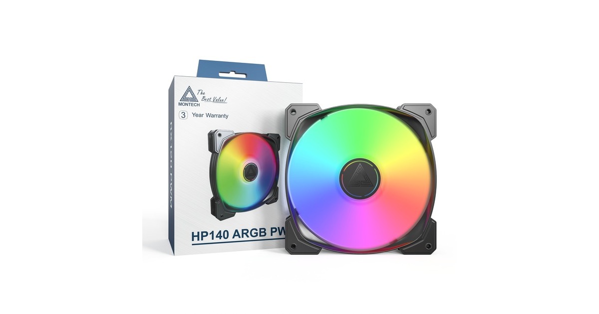 MontechHP140 ARGB PWM case fan  (Zwart, 140 x 140 x 25 mm)