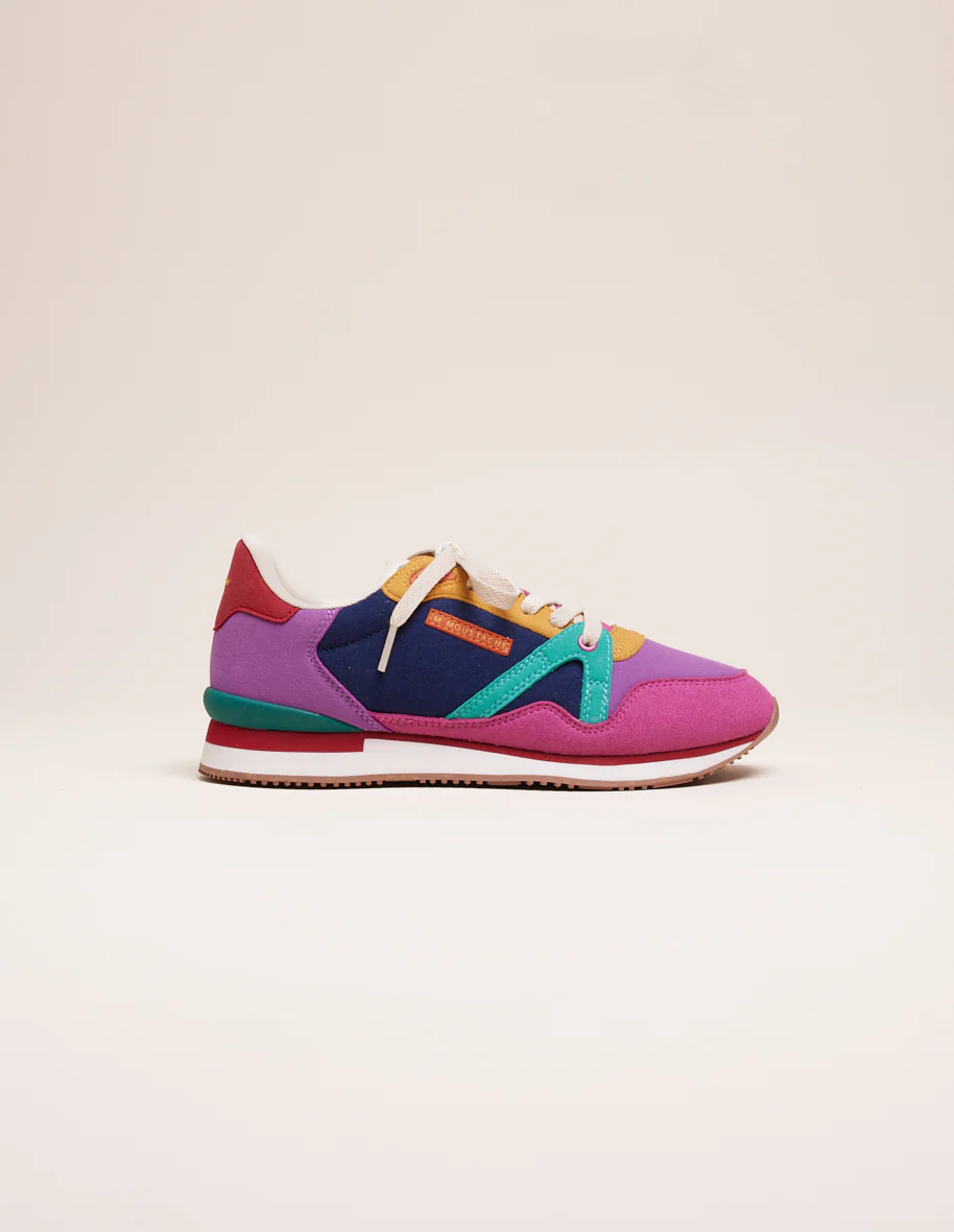 Baskets basses Andrée - Suède vegan fuchsia violet emeraude