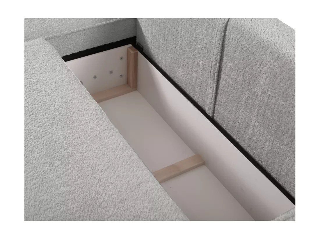 Canapé 4 places convertible en tissu bouclette gris AMELIA
