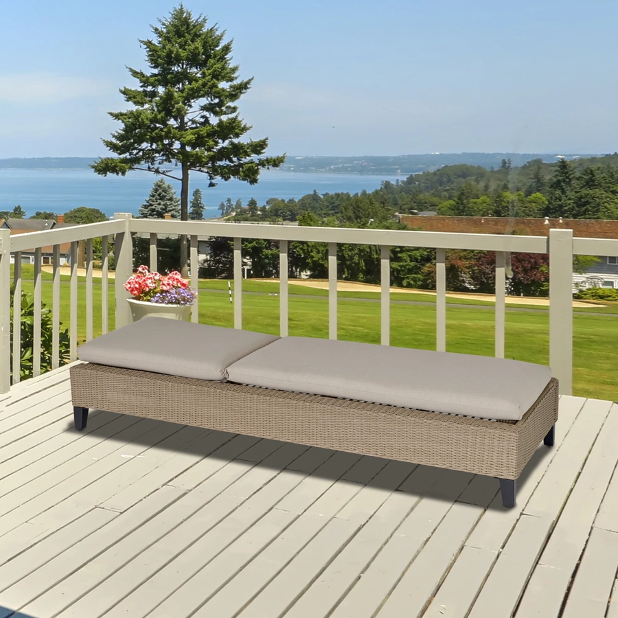 Outsunny Gartenliege mit Kissen beige, creme
