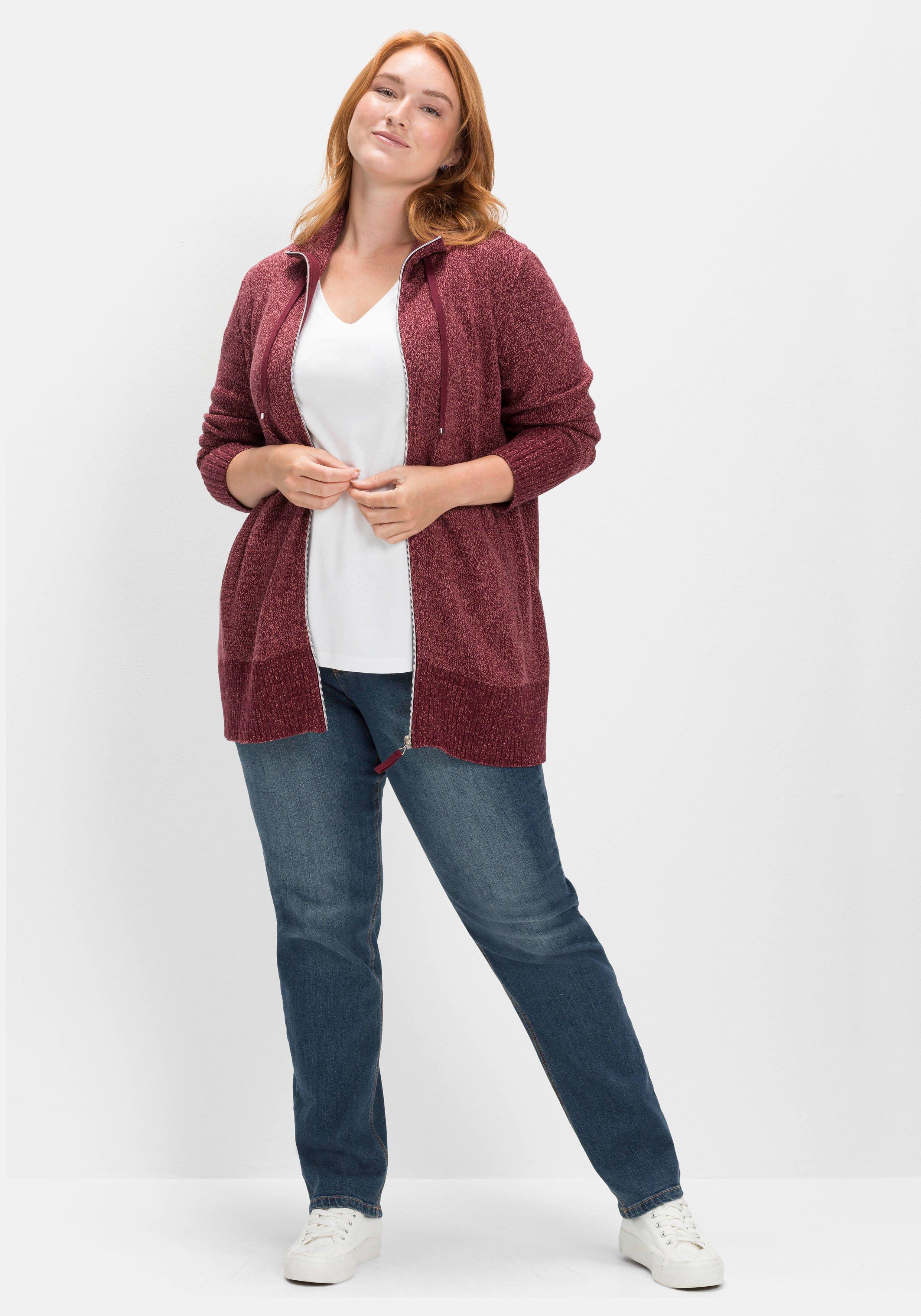 Strickjacke mit Stehkragen und Reißverschluss