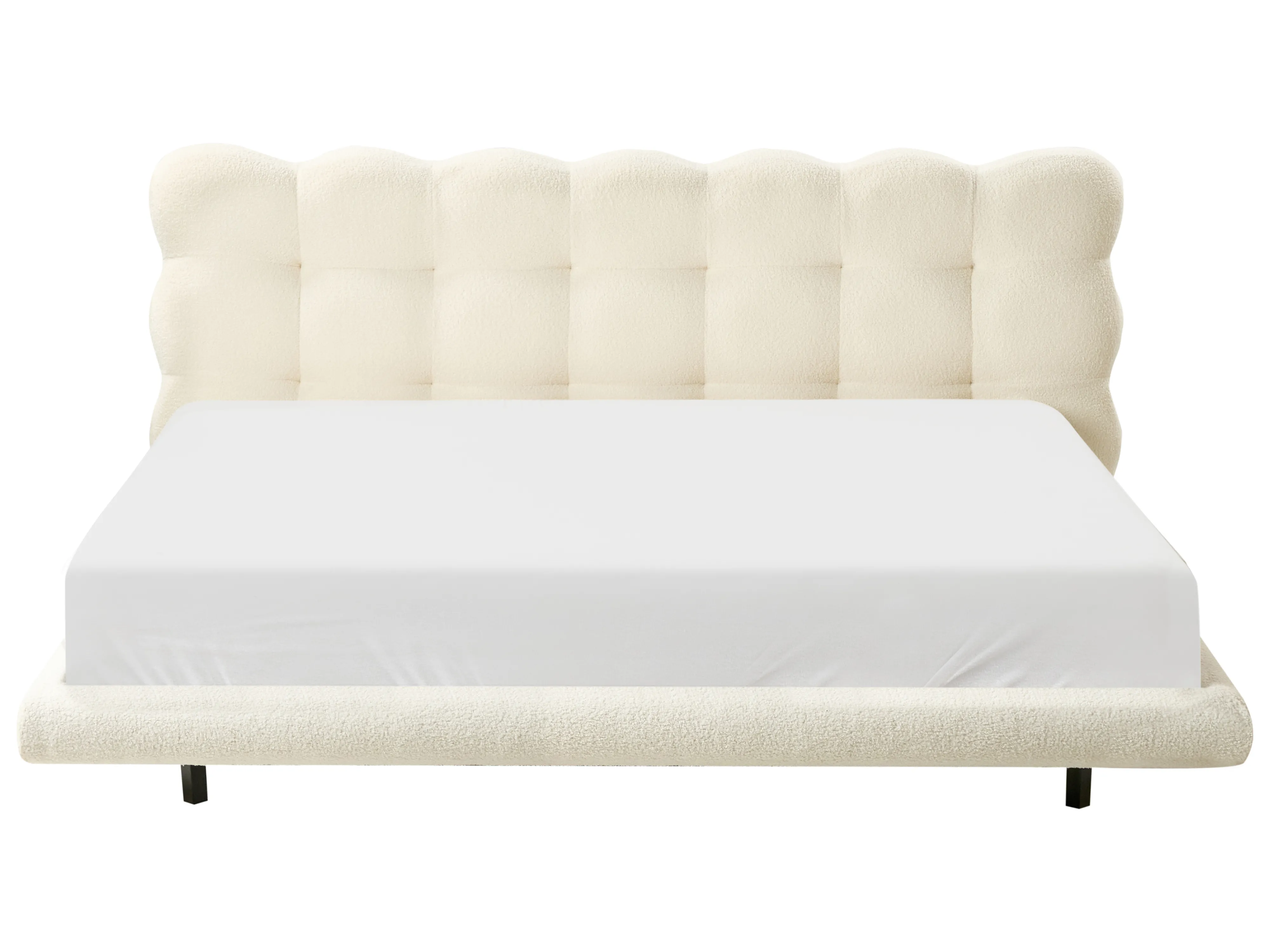 Bed Bouclé SOULISSE 180 x 200 cm Gebroken wit