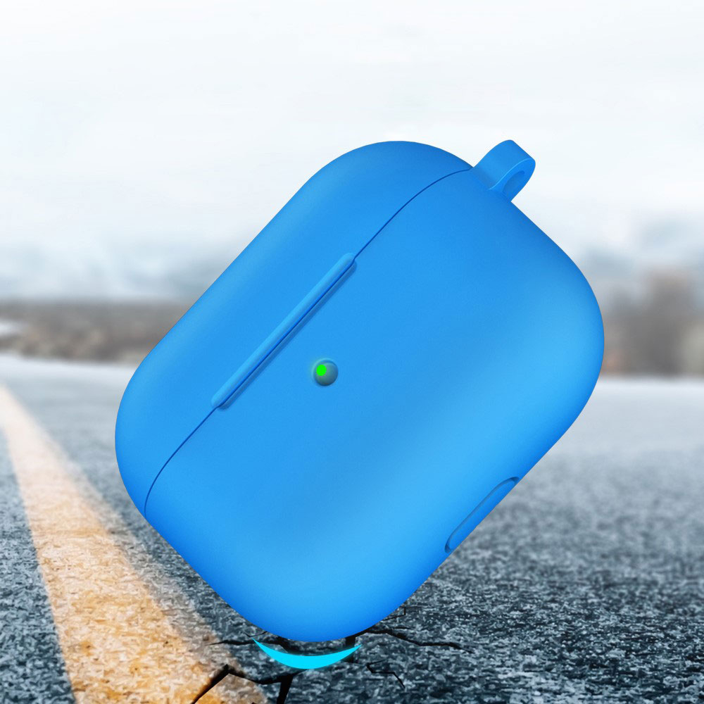 AirPods (3. Generation) Silikon Schutzhülle Abdeckung mit Karabinerhaken - Blau