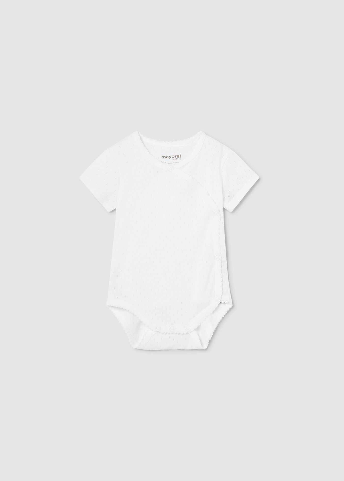 Body de algodão Better Cotton para recém-nascido com detalhes vazados, branco