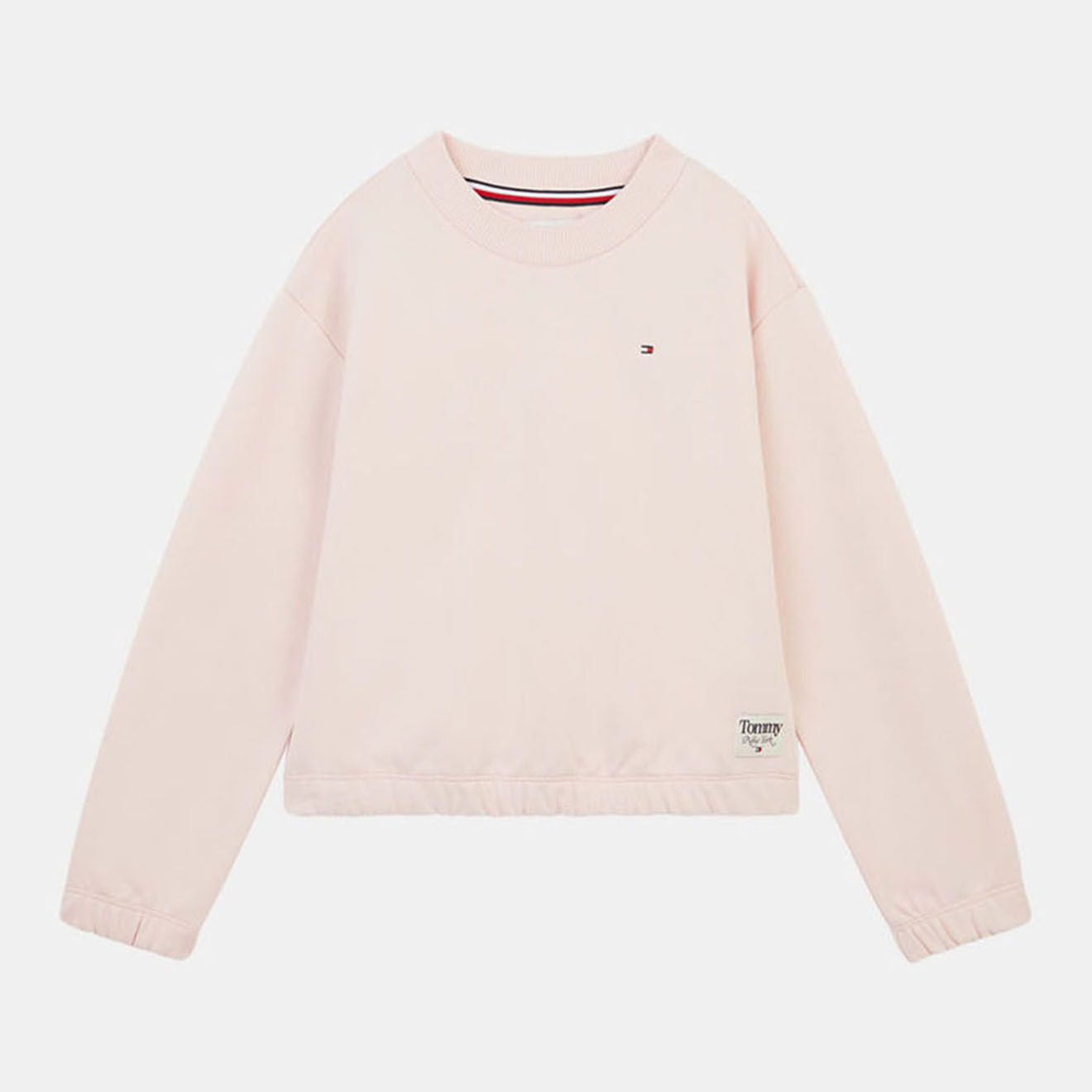 Tommy Hilfiger Sweat 100% Coton Bio col rond étiquette bas rose
