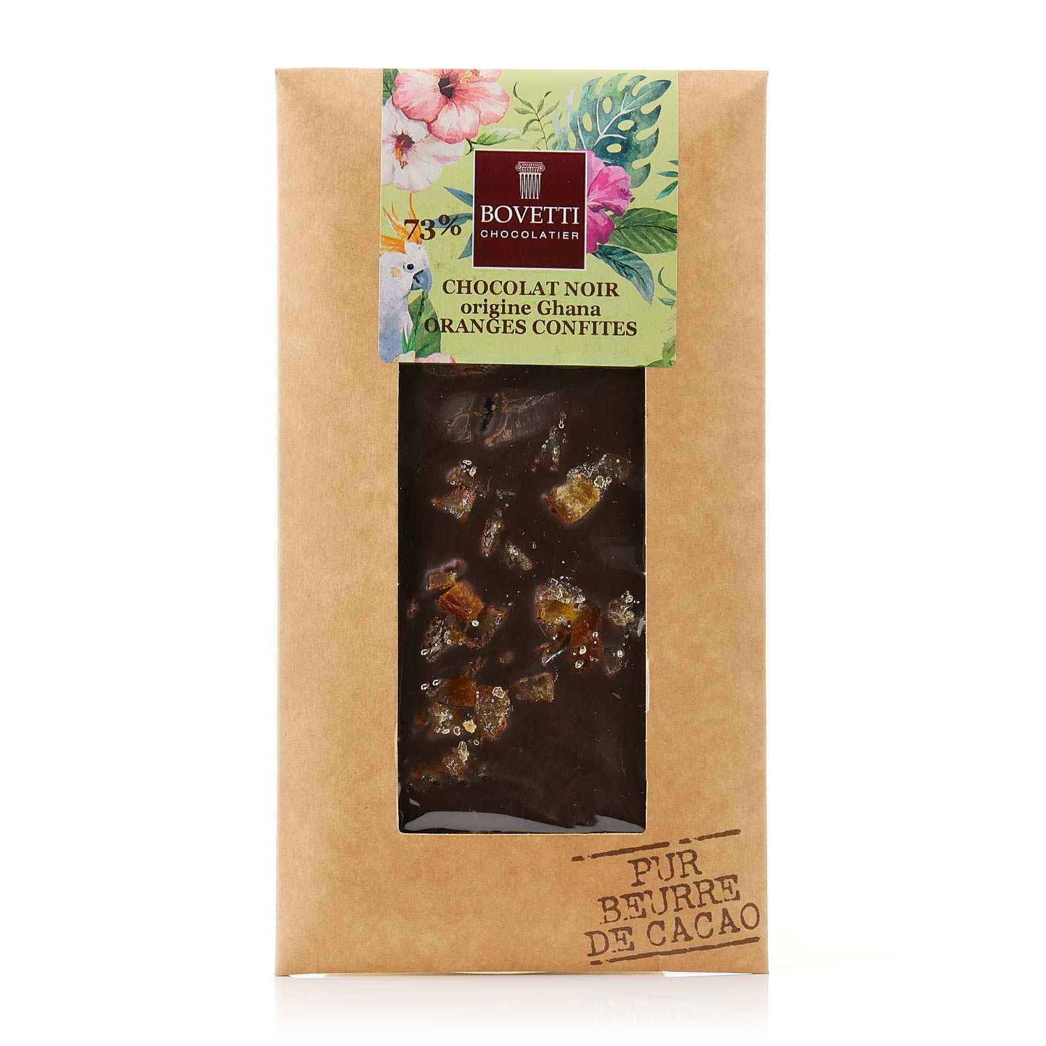 Tablette chocolat noir oranges confites 73% origine Sao Tomé