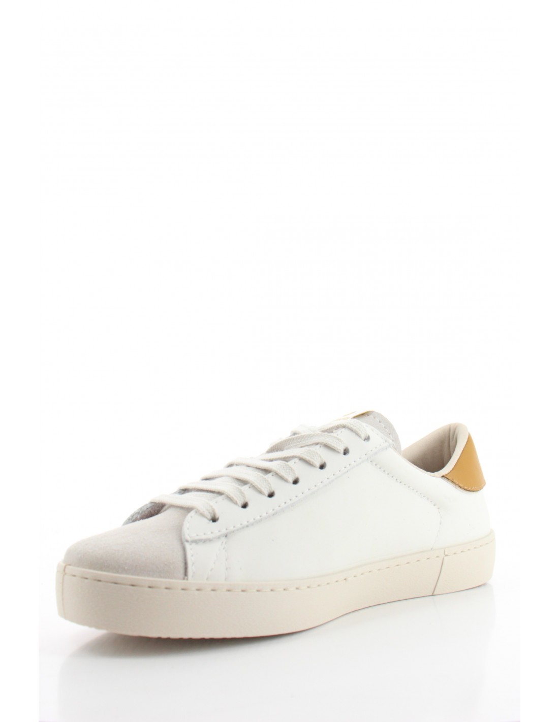 victoria Baskets de ville Femme Berlin Piel & Serraje Cuir Blanc/Jaune