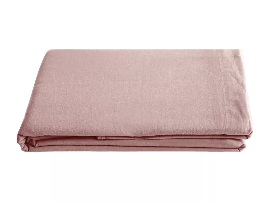 Drap plat 240x290 cm pur coton teint lavé collection PALACE rose
