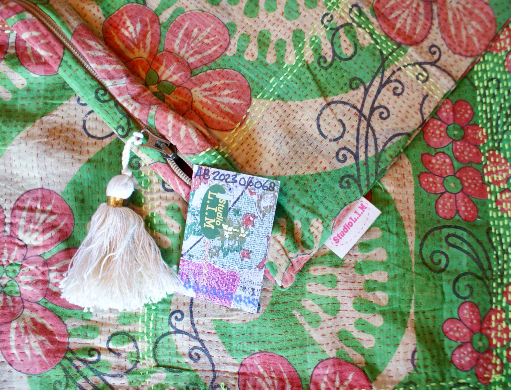 Kussen Kantha vintage 40x60 cm Green