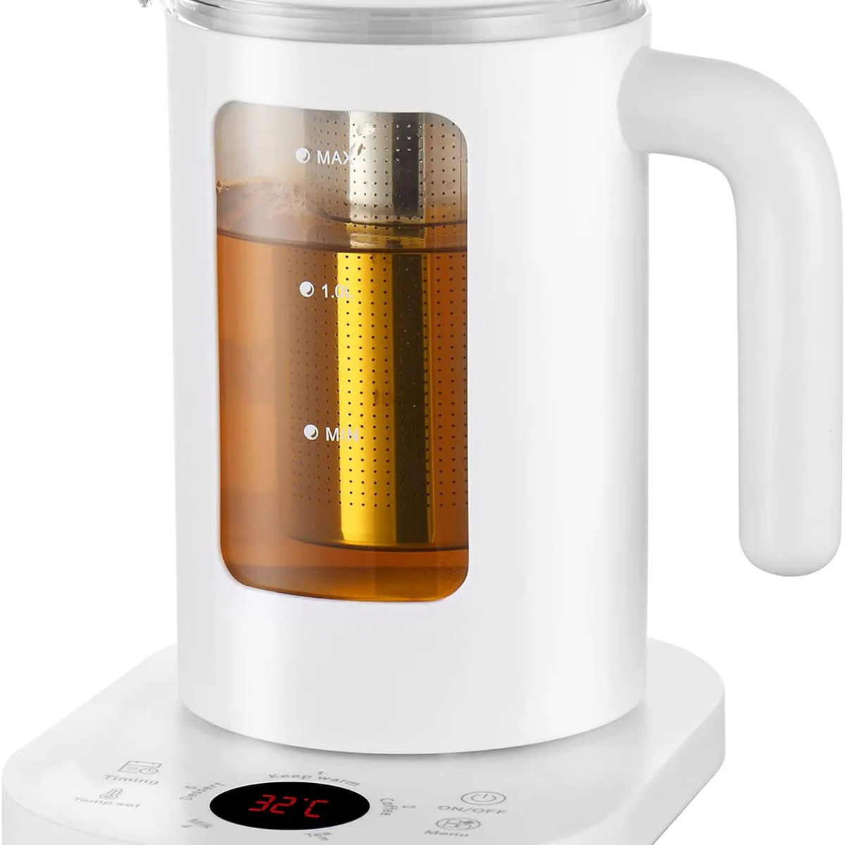 Bouilloire Electrique Temperature Reglable de 1,5L blanc Vendos85
