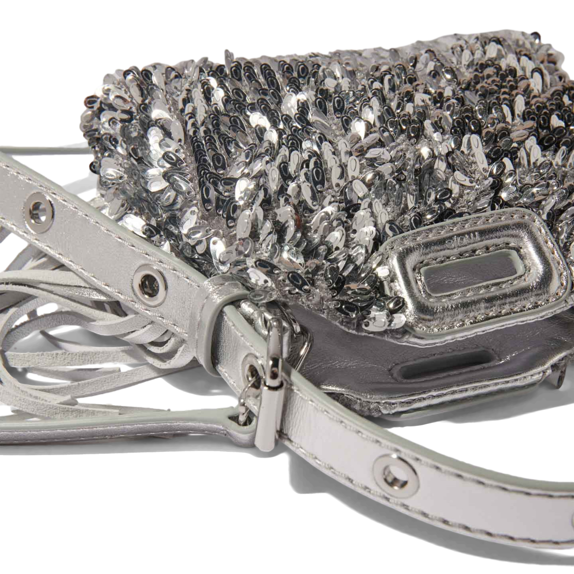MISS M NANO - Sac bandoulière à franges métallisé | Argent