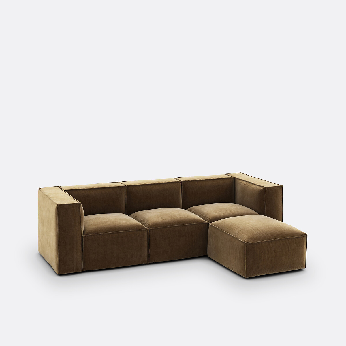 LA REDOUTE INTERIEURS<br>Sofá modular, 3 lugares e pufe, veludo vintage Seven