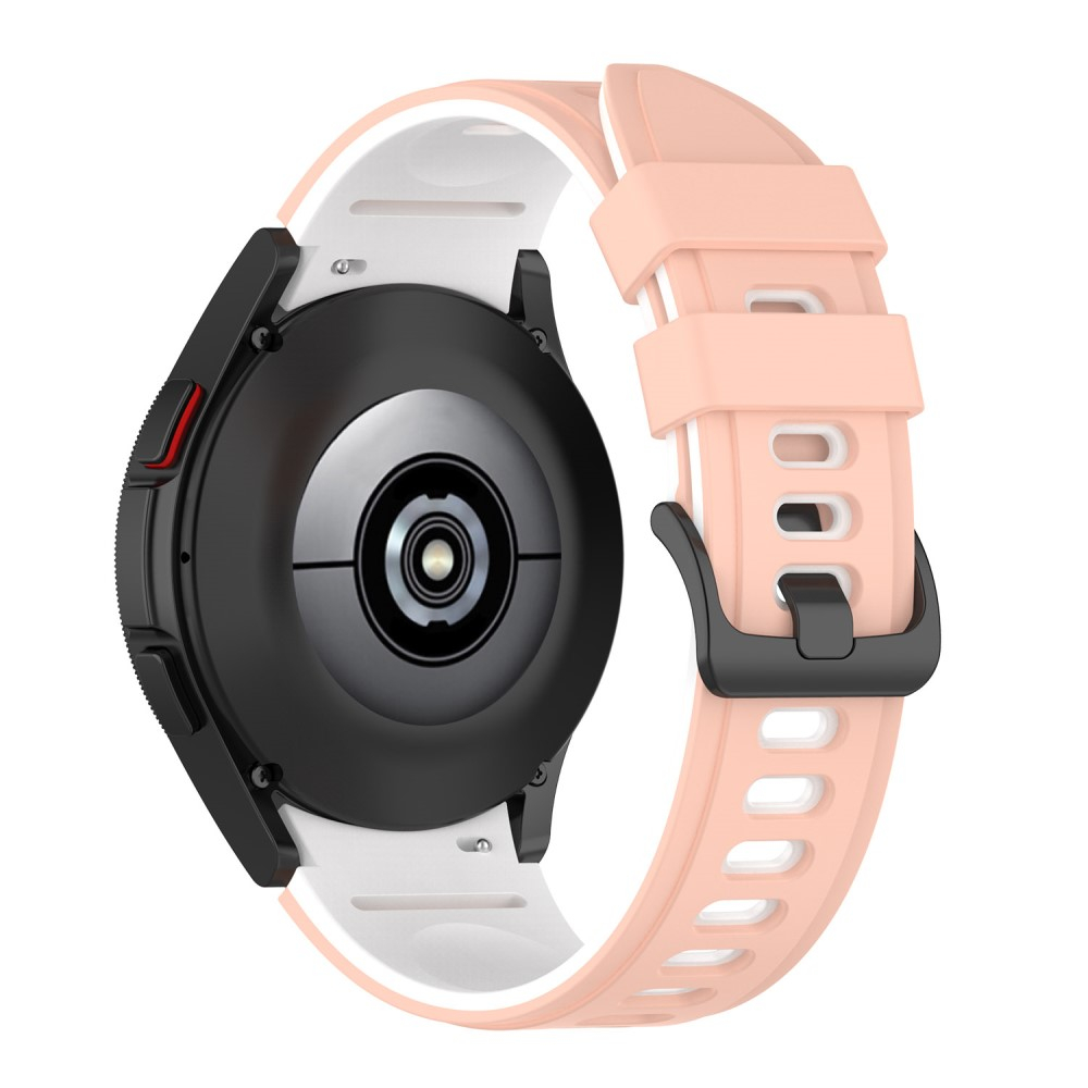 Samsung Galaxy Watch 4 Classic (46mm) Soft Silikon Armband Dual Color (Gelenkumfang: 180-220mm) - Rosa / Weiss