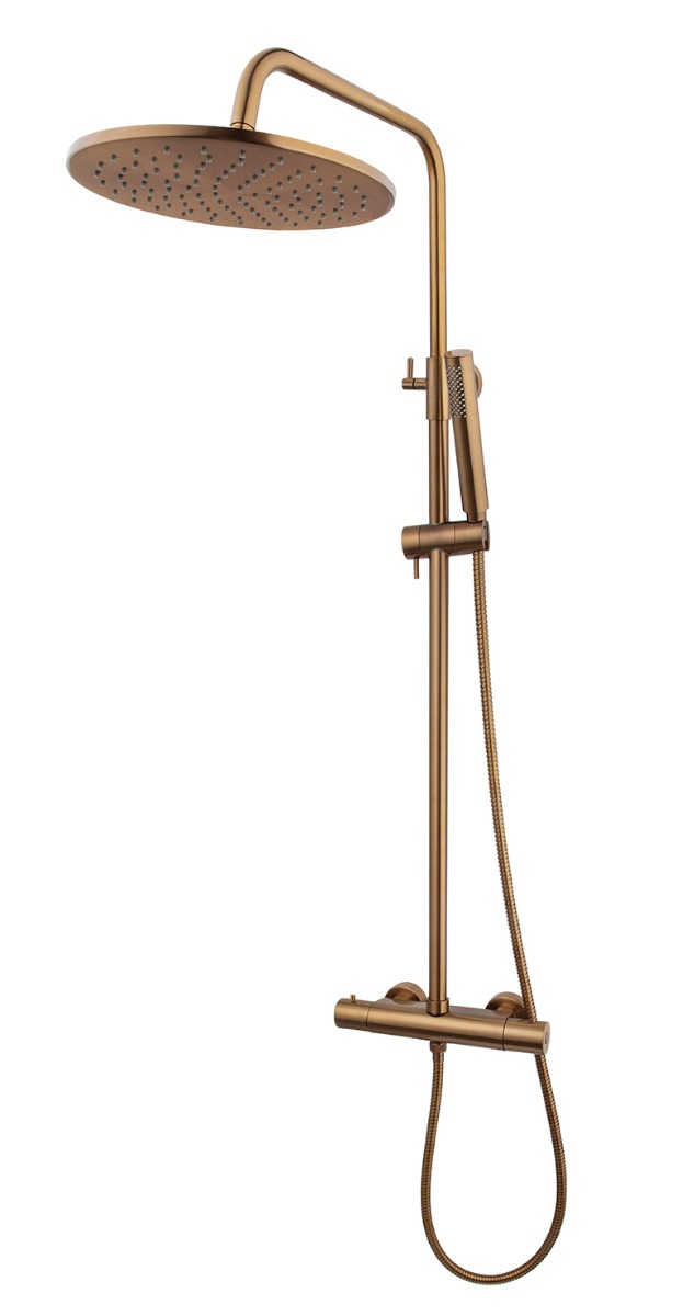 Mueller Bronzo doucheset met thermostaat en 25cm hoofddouche geborsteld brons