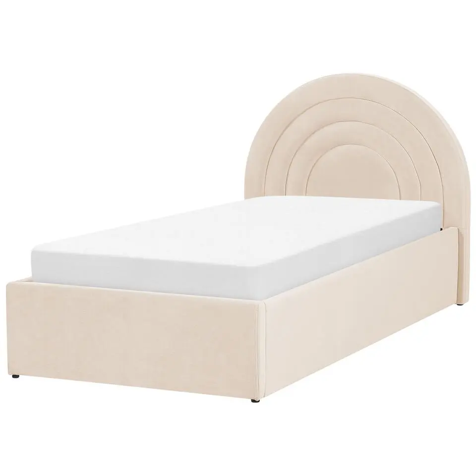 ANET - Bed met opbergruimte - Beige - 90 x 200 cm - Fluweel
