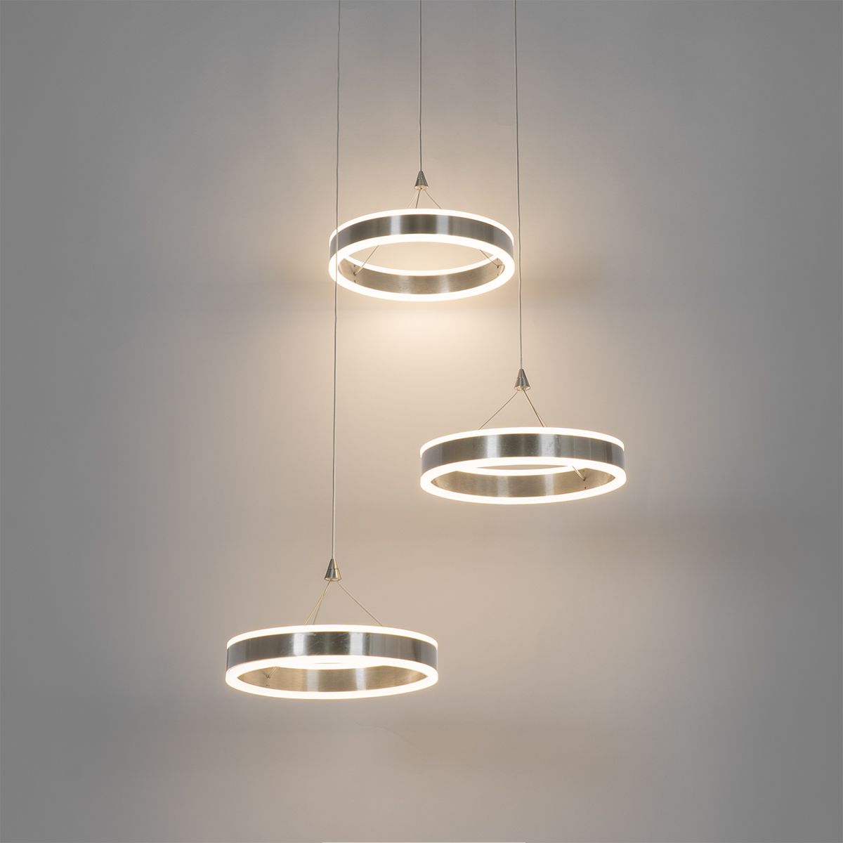 Hanglamp staal rond incl. LED 3-staps dimbaar 3-lichts - Lyani