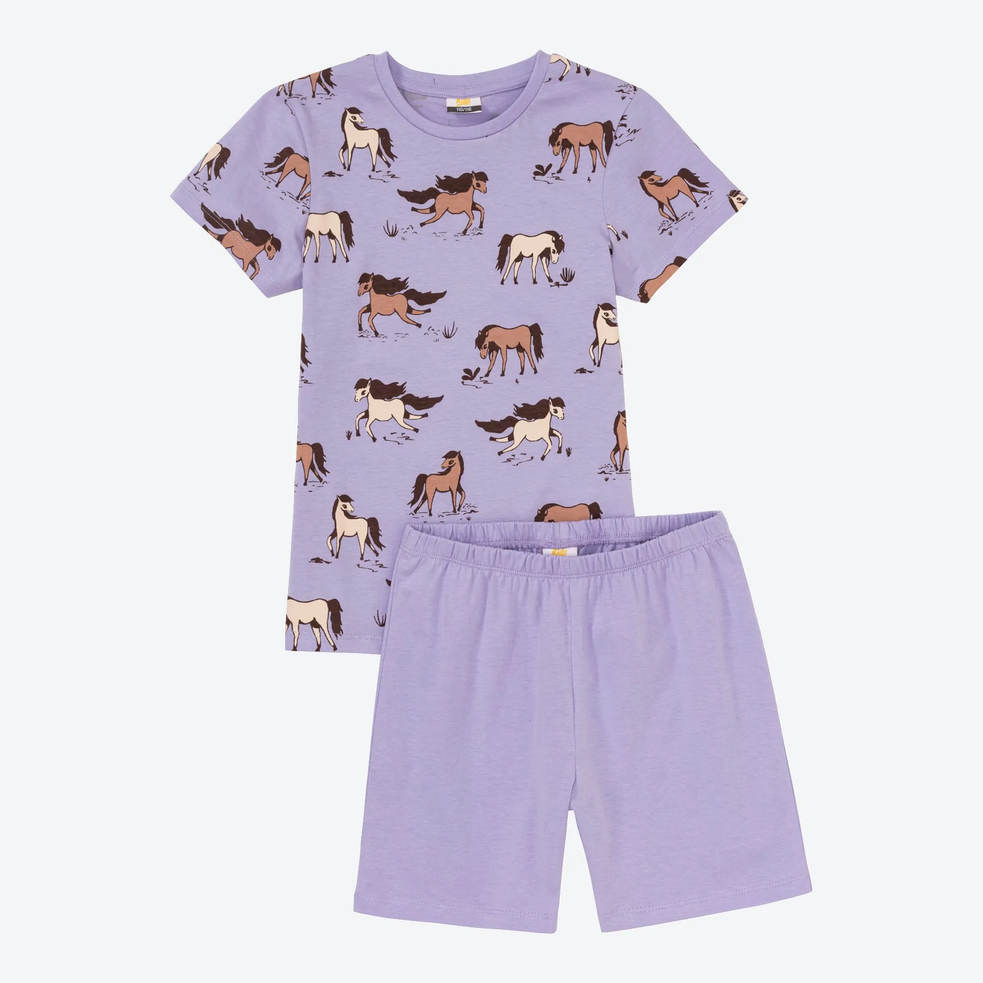 Mädchen-Shorty mit Pferde-Muster, 2-teilig