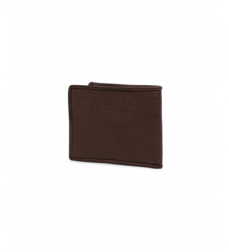 Carteira National Geographic Wind em couro marrom - 2x10,5x8cm -