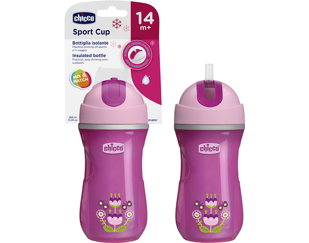 COPO CHICCO TÉRMICO COM PALHINHA  14MESES ROSA