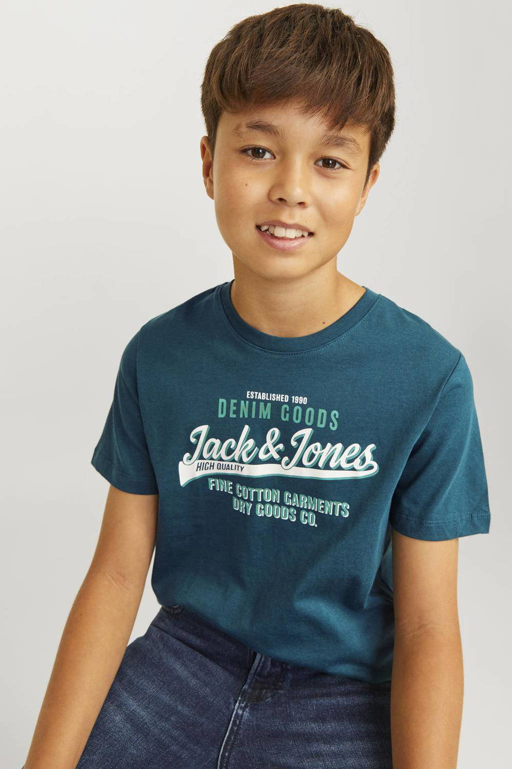 JACK & JONES T-shirt JJELOGO met logo petrol
