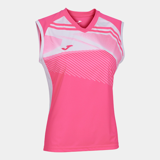 Camiseta sem mangas Joma Supernova II rosa fluorescente e branca