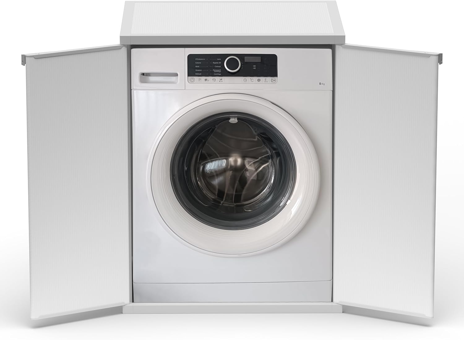 mongardi: Waschmaschinenabdeckung aus PP, PVC und ABS-Kunstharz, universell, einfach zu montieren, feuchtigkeitsbeständig, Waschküche, Garage, Außenbereich, 68,5 x 64,5 x 88 cm, Weiß