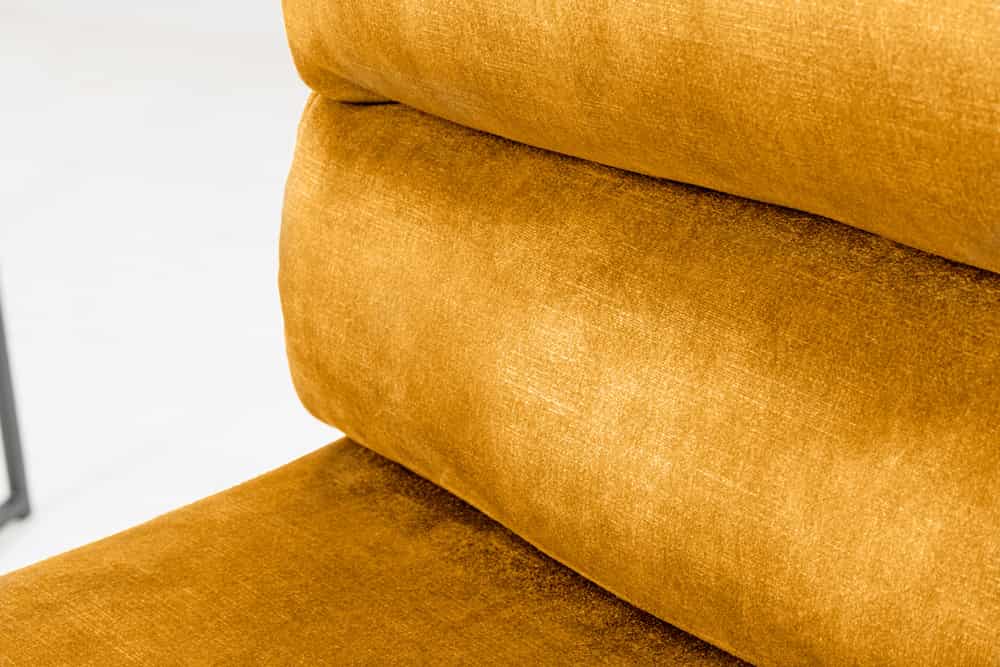 Höhenverstellbarer Barhocker COMFORT senfgelb Samt drehbar mit Lehne Metall schwarz