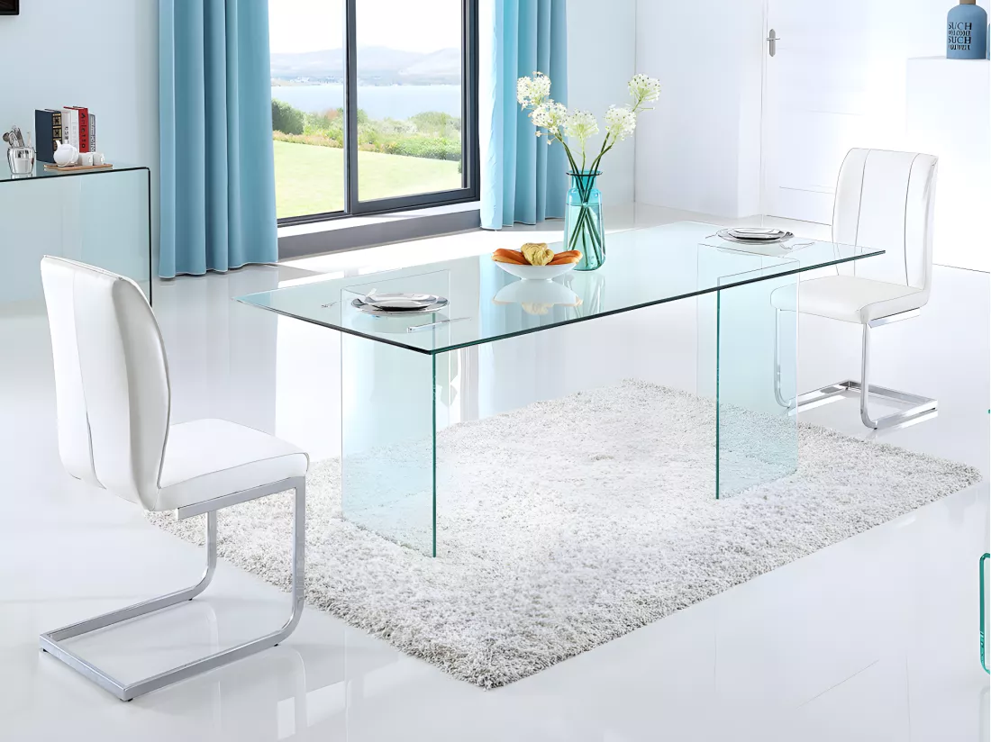 Table à manger COLEDON - 8 personnes - Verre trempé