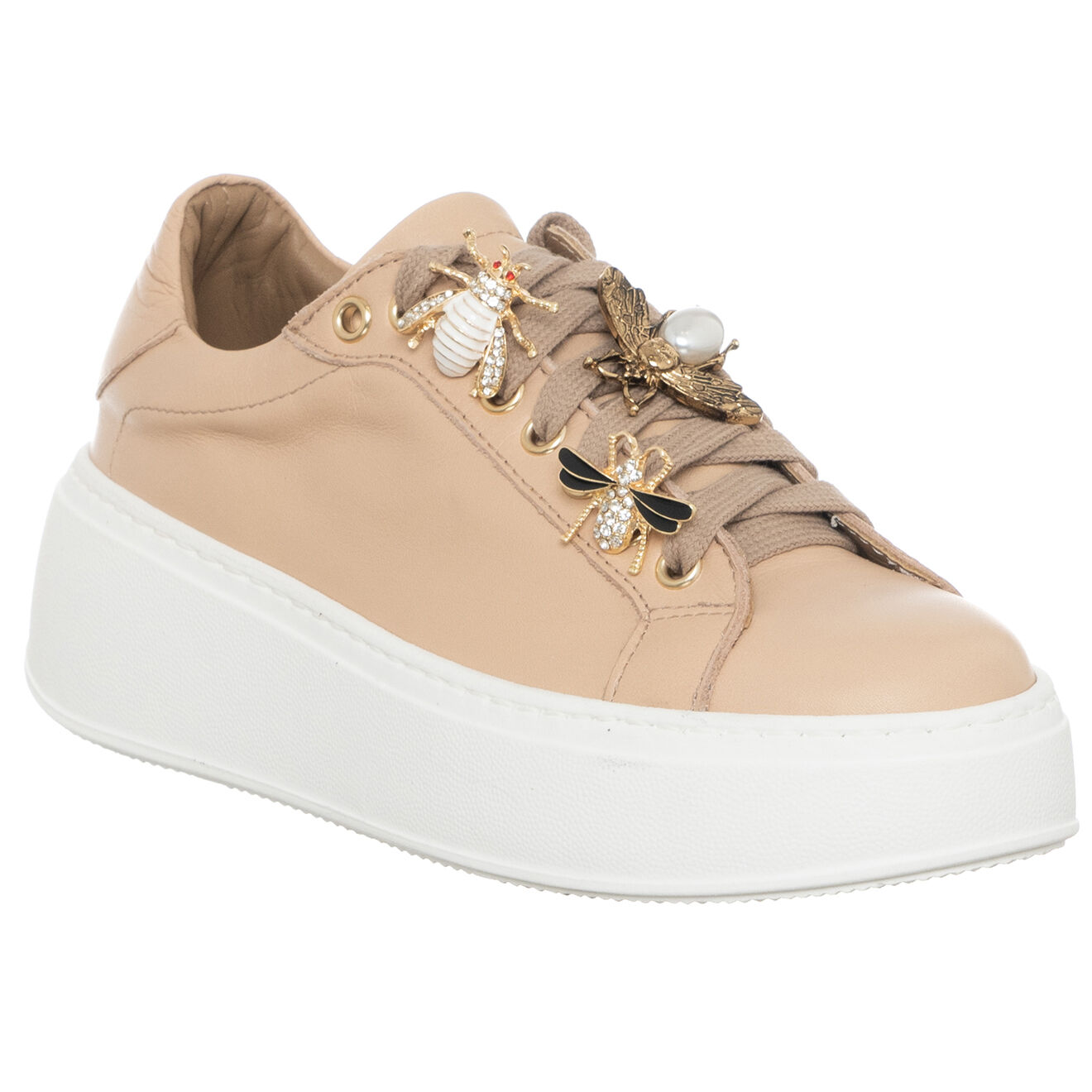 Loretta Pettinari Sneakers en Cuir Osta beige/blanc