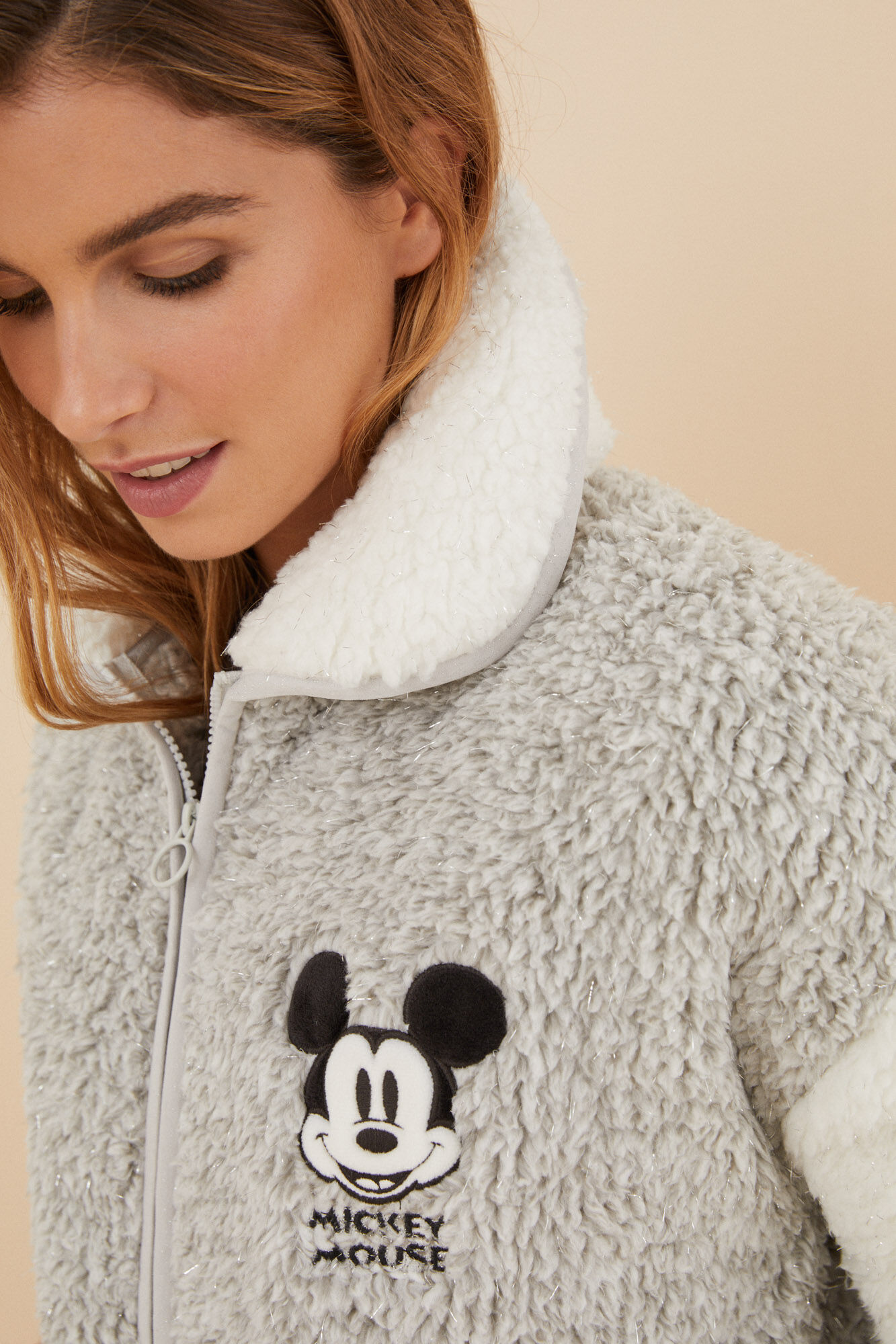 Robe curto e fofo de pele sintética do Mickey Mouse