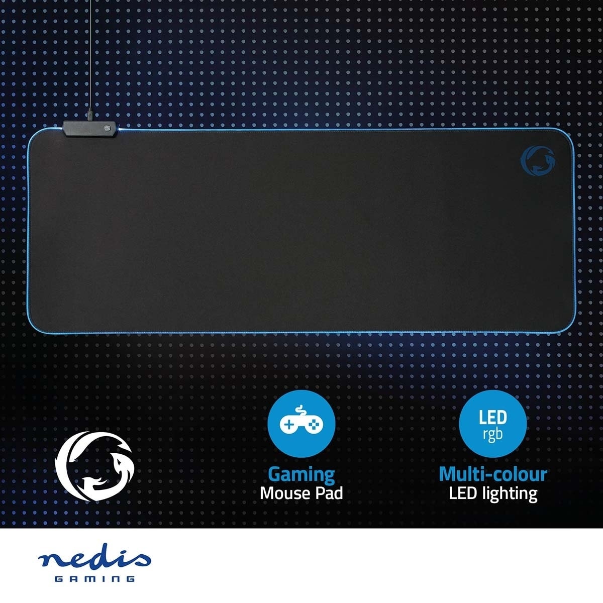 Nedis Gaming musematte | Gummi / Mikrofiber | Sort